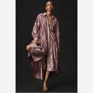 Pilcro By Anthropologie Metallic High-Low Midi Dress